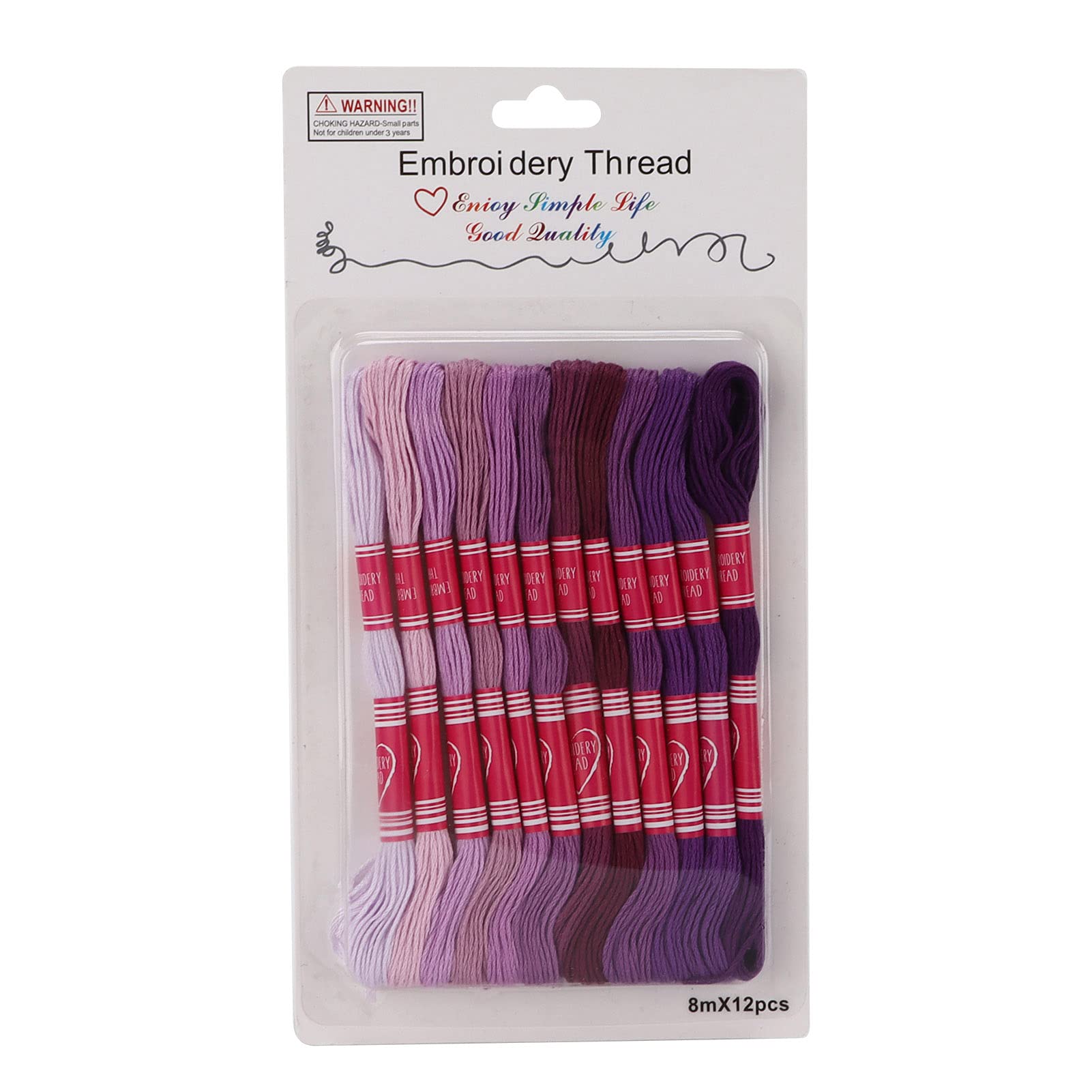 12Pcs Embroidery Thread Cross Stitch Threads Embroidery Floss Friendship Bracelets Floss Gradient Bright Color Polyester Line Sewing Skeins Yarn Cross Stitch Thread for Sewing (Purple)