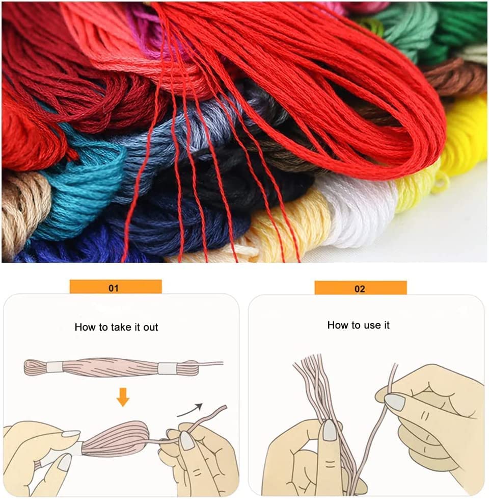 Premium Rainbow Color Embroidery Floss with Cotton for Cross Stitch Threads, Bracelet Yarn, Craft Floss, Aroic Embroidery Floss Set (250 Colors)