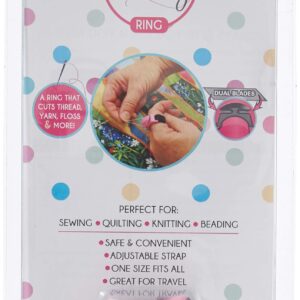 Thread Cutterz Patented Stainless Steel Ring Quick Thread, Yarn & Embroidery Floss Cutter with 3 Rows Clear Crystals - Pink