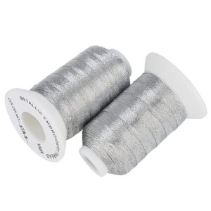 Simthread 6 Silver Metallic Embroidery Machine Thread 500M(550Y) for Embroidery and Decorative Sewing