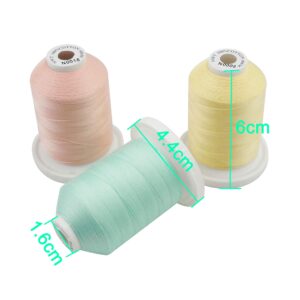 New brothread - 18 Options - Multi-Purpose 100% Mercerized Cotton Threads 50S/3 600M(660Y) Each Spool for Quilting, Serger, Sewing and Embroidery - 16 Pastel Colors