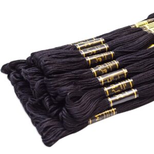 UMC STAG 24 Pieces Black Colour Premium Embroidery Floss| 100% Egyptian Cotton Premium Skeins | Cross Stitch Embroidery Thread | Oeko TEX Certified Stranded Cotton | Perfect for Arts & Crafts