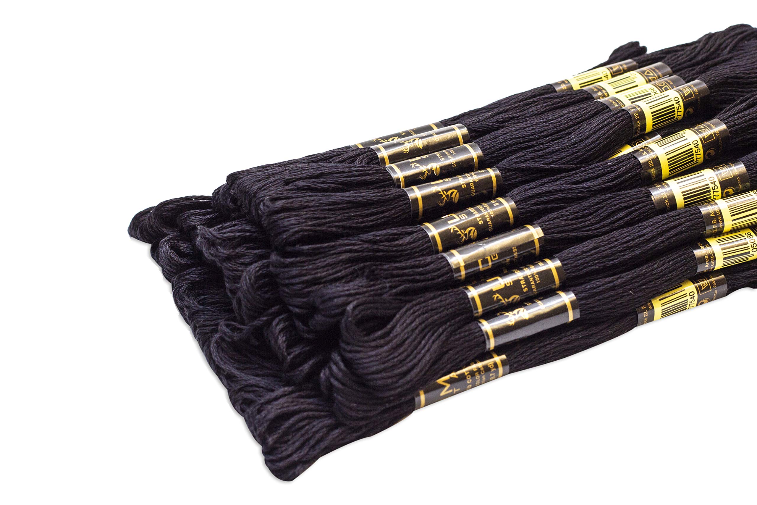 UMC STAG 24 Pieces Black Colour Premium Embroidery Floss| 100% Egyptian Cotton Premium Skeins | Cross Stitch Embroidery Thread | Oeko TEX Certified Stranded Cotton | Perfect for Arts & Crafts