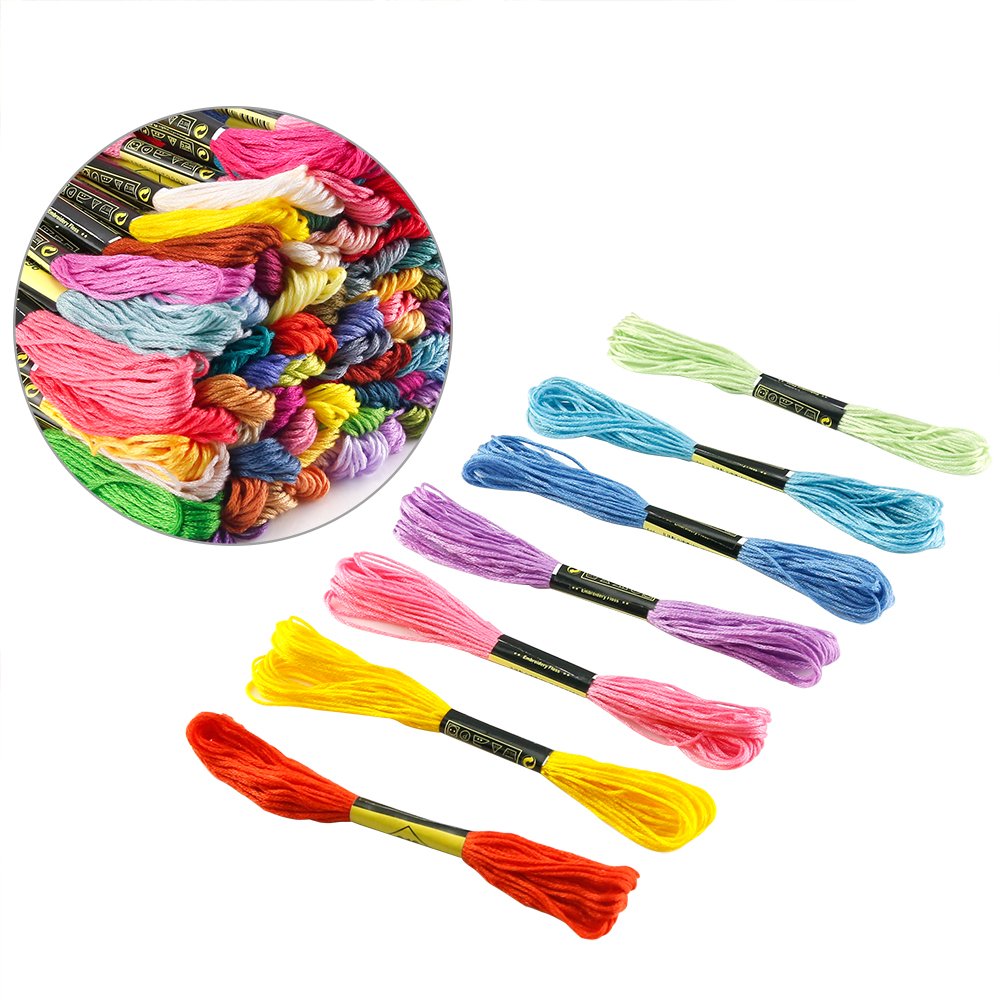 Caydo 100 Skeins Embroidery Floss, Friendship Bracelets String with 12 Pieces Floss Bobbins