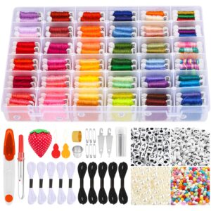 paxcoo 985pcs string bracelet making kit, friendship bracelet string kit with 110 skeins embroidery floss cross stitch thread, 830 beads for friendship bracelet making, 45pcs embroidery tools