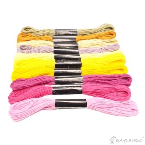 RayLineDo® Embroidery Thread 50 PCS Skeins Stranded Deal Embroidery Threads Embroidery Floss Threads, 50 x Assorted Coloured Skeins (Random Color)