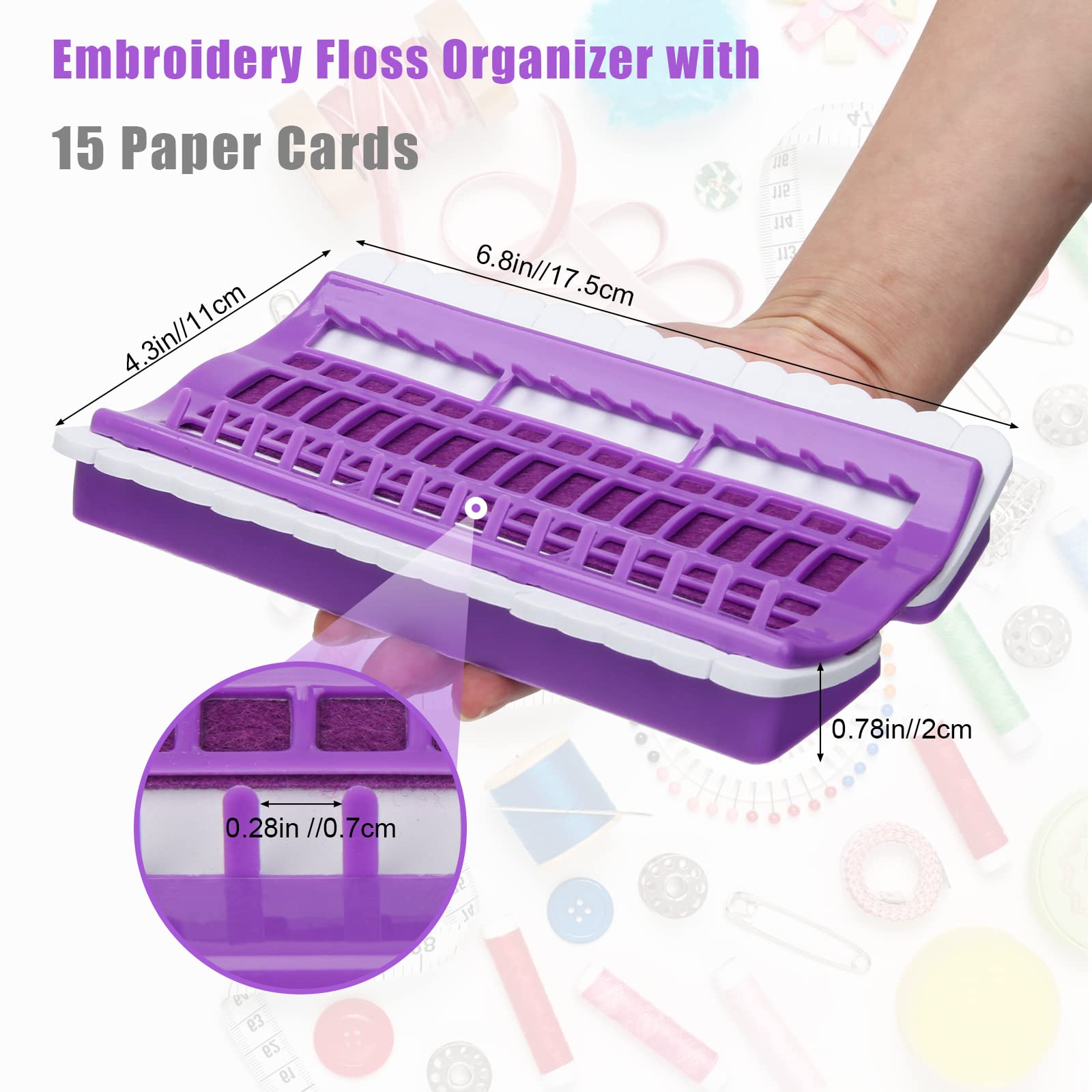 Floss Organizer Embroidery 30 & 50 Position, Boyistar Embroidery Thread Organizers Shelf for Cross Stitch Tool, Sewing Thread Holder with 15 Cards Embroidery Organizer for Floss, Needle