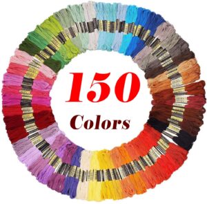 embroidery floss friendship bracelet string 150 skeins multi-color cross stitch thread with color numbers,6 strand floss