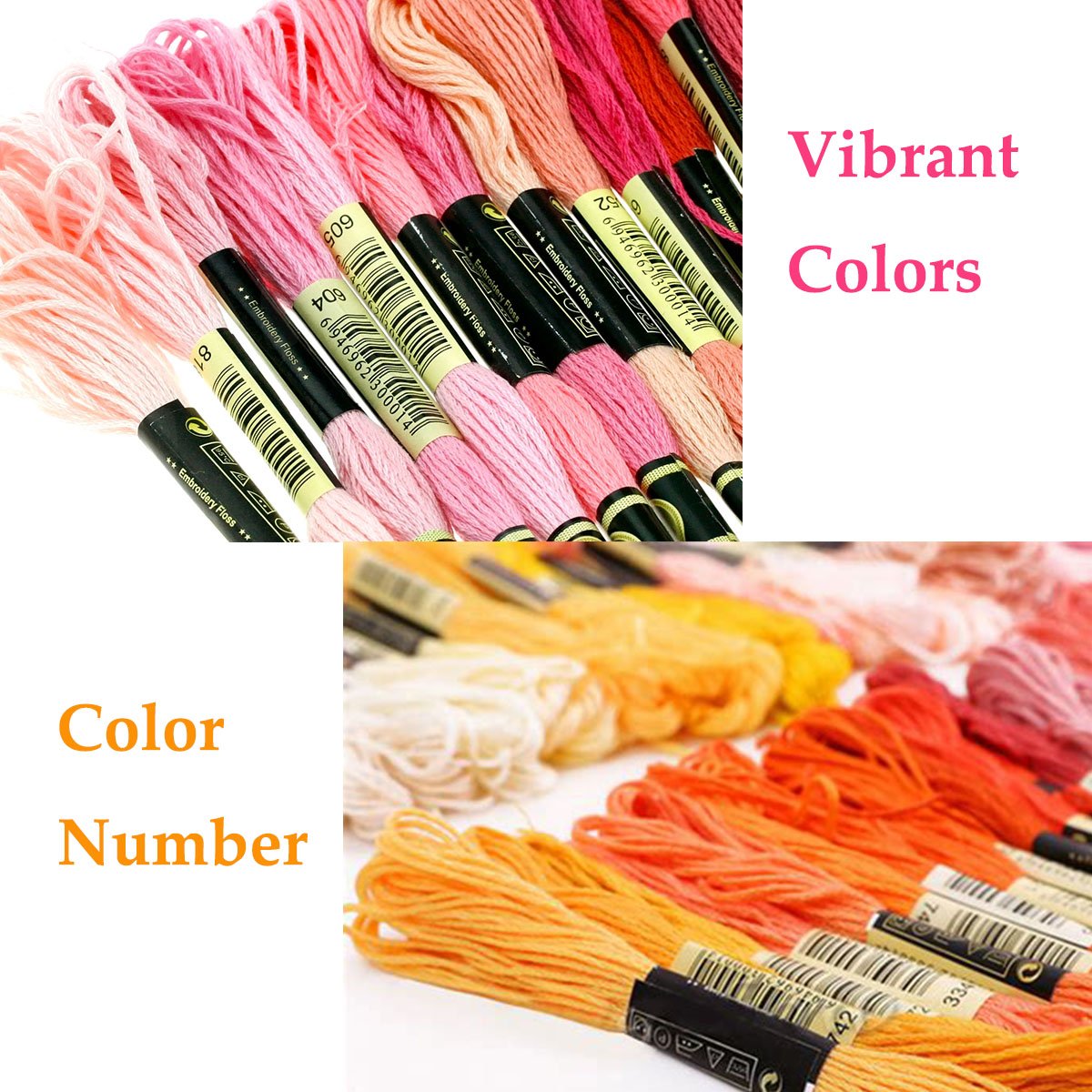 Embroidery Floss Friendship Bracelet String 150 Skeins Multi-Color Cross Stitch Thread with Color Numbers,6 Strand Floss