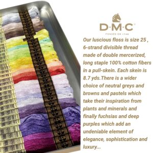 DMC Embroidery Floss Pack,35 Colors Assortment with Collector Tin,DMC Embroidery Thread Kit Bundle with DMC Needle Threader. Cotton Cross Stitch Supplies. Premium Quality String,Pastel Yarn Set.