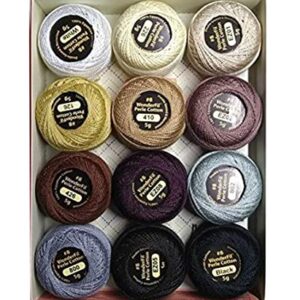 Wonderfil Eleganza #8 Perle Cotton Embroidery Thread Sampler Collection, Neutrals"