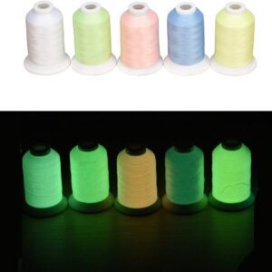 Simthread Glow in The Dark thread, Polyester Embroidery Thread, 5 Spools 550 yards each, for Home Embroidery and Sewing Machine