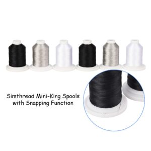 Simthread Embroidery Machine Thread Kit 800Y 21 Spools Black White and Silver Grey Colors for Professional Embroidery Design