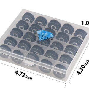 Simthread 25pcs Black Prewound Bobbin Thread Size L (SA155) 60WT for Brother Husqvarna Pfaff Embroidery Thread Sewing Thread Machine with Clear Storage Plastic Case DIY