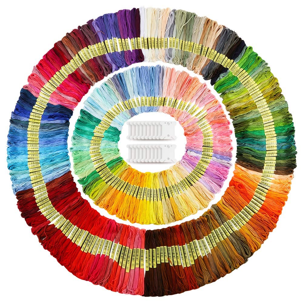 Caydo 300 Skeins Embroidery Floss, Rainbow Color Friendship Bracelets Floss with 20 Pieces Floss Bobbins