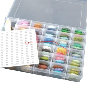 120 Pieces Plastic Floss Bobbins with 36 Grids Embroidery Floss Cross Stitch Organizer Box, White