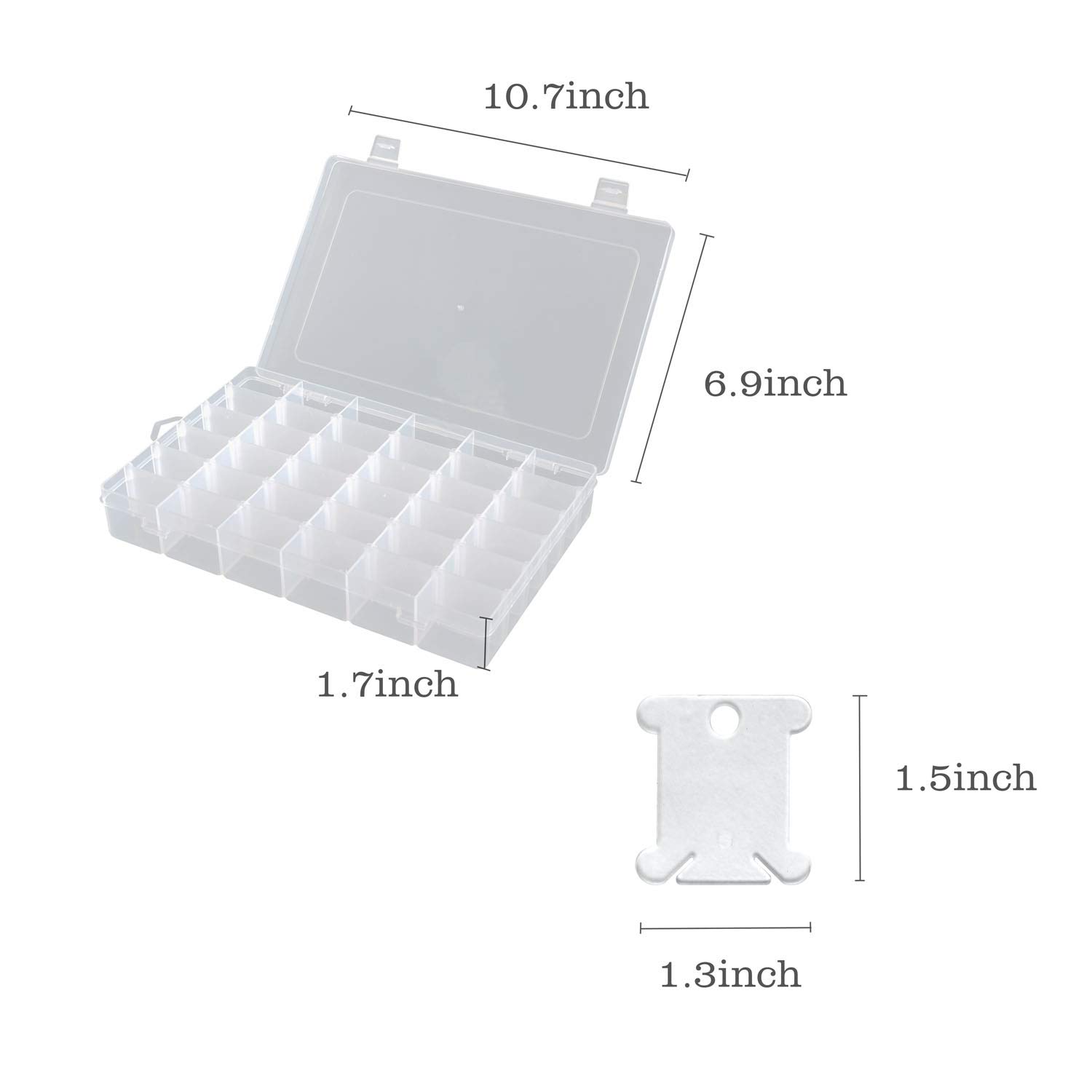 120 Pieces Plastic Floss Bobbins with 36 Grids Embroidery Floss Cross Stitch Organizer Box, White