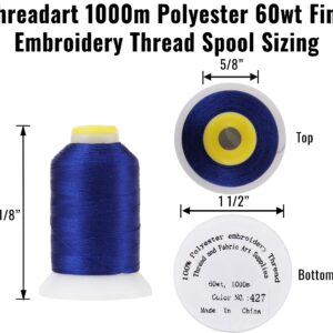 Threadart 60 Weight Micro Embroidery Thread | Fine Line Lettering & Bobbin Thread | 1000m Spools - 30 Colors Available - Christmas Red