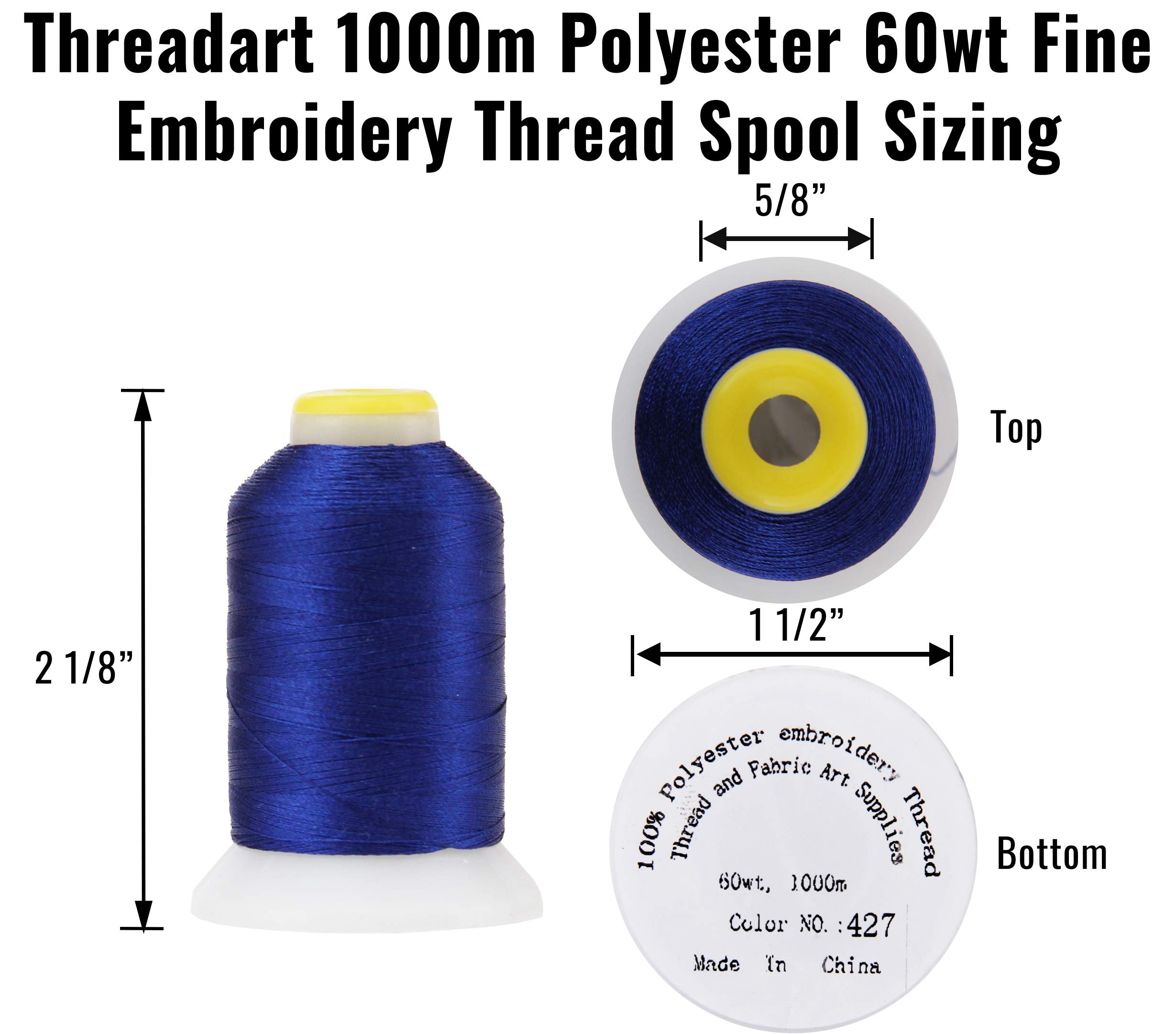 Threadart 60 Weight Micro Embroidery Thread | Fine Line Lettering & Bobbin Thread | 1000m Spools - 30 Colors Available - Christmas Red