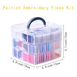 Peirich 201 Pack Embroidery Floss Kit, Includes Embroidery Threads 3-Tier Organizer Box Embroidery Kits for Friendship Bracelets Cross stitch DIY Floss Craft, Gift for Halloween Christmas Mother's Day