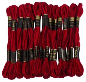 iba indianbeautifulart anchor dual shade stranded cotton cross stitch hand embroidery thread floss 25 skeins-red & maroon