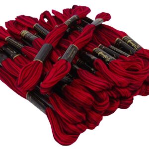 IBA Indianbeautifulart Anchor Dual Shade Stranded Cotton Cross Stitch Hand Embroidery Thread Floss 25 Skeins-Red & Maroon