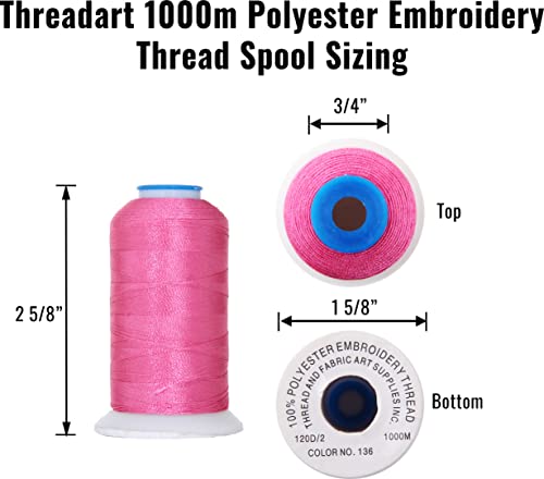 Threadart Polyester Machine Embroidery Thread By the Spool - No. 148 - Christmas Red - 1000M - 40wt - Hundreds of Color Options