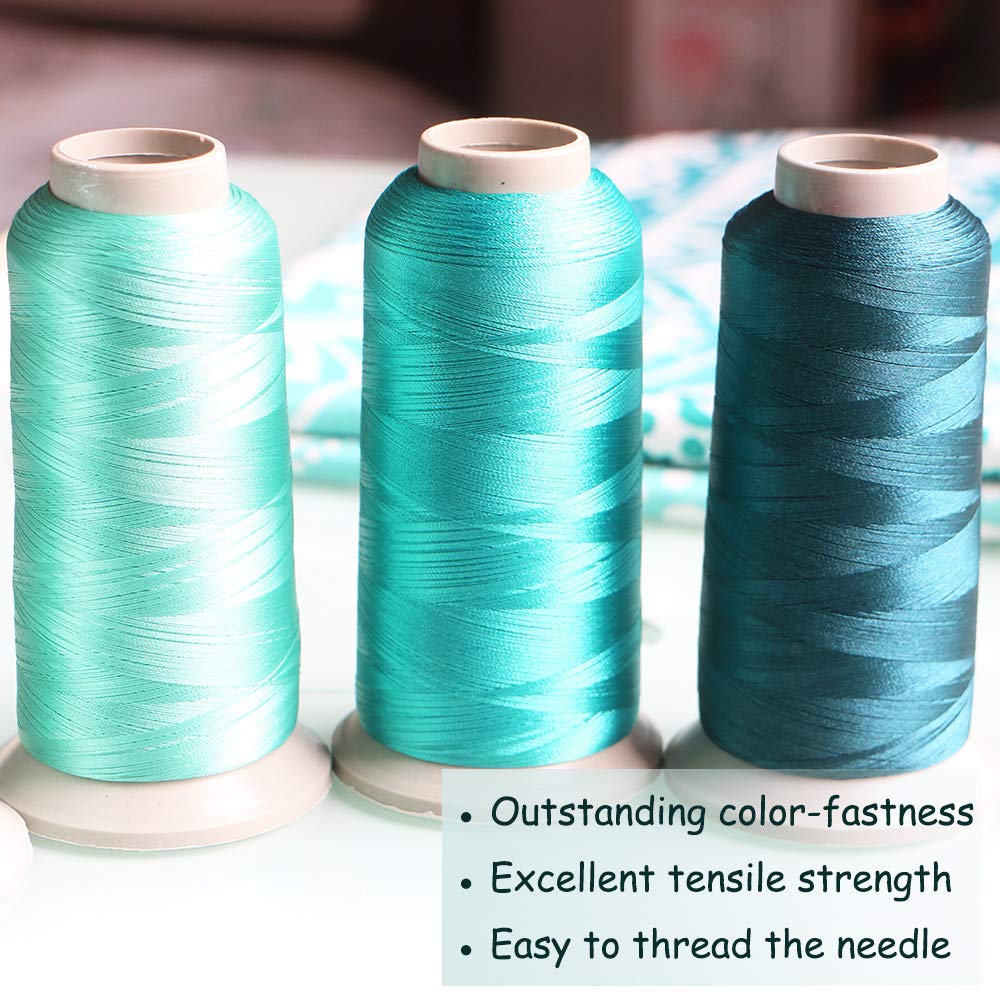 Set of 4 Embroidery Thread Light Cyan Turquoise Teal Polyester Huge Spool 3608 Yards (3300M) Each for Home Embroidery and Sewing Machines – ACRAFT