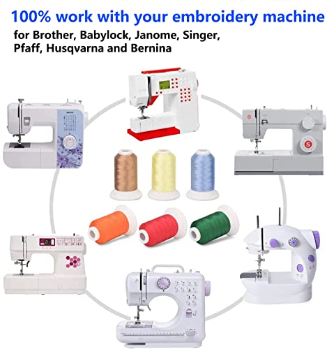 Simthread [Long Glow Duration] Embroidery Machine Thread Glow in The Dark Thread 6 Colors 1000 Yards 30WT, 100% Polyester Embroidery Threads for Music Festivals, Parties, Raves, and More