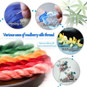 MINGGUXIUYI Natural 100% Mulberry Silk Handmade Embroidery Thread Cross Stitch Threads Friendship Bracelets Floss Crafts Floss 120 Yards Each in 8 Colors(12)