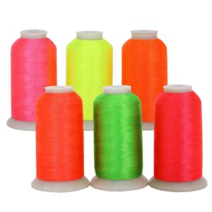 neon colors polyester embroidery thread 6 spool set - threadart