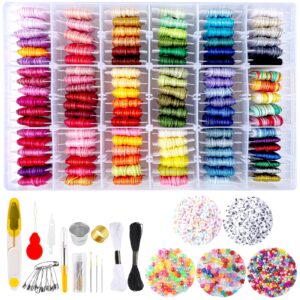 Needbrock 1060 Pcs String Bracelet Kit, Friendship Bracelets String Making Kit Including 110 Colors Embroidery Floss, 900 Beads and 50 Cross-Stitch Tool, String Kit for Friendship Bracelet Making