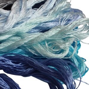 Gnognauq 12 Skeins Blue Series Embroidery Silk Thread Floss Handmade Woven Threads for Embroidery Embellishment Craft Needlework