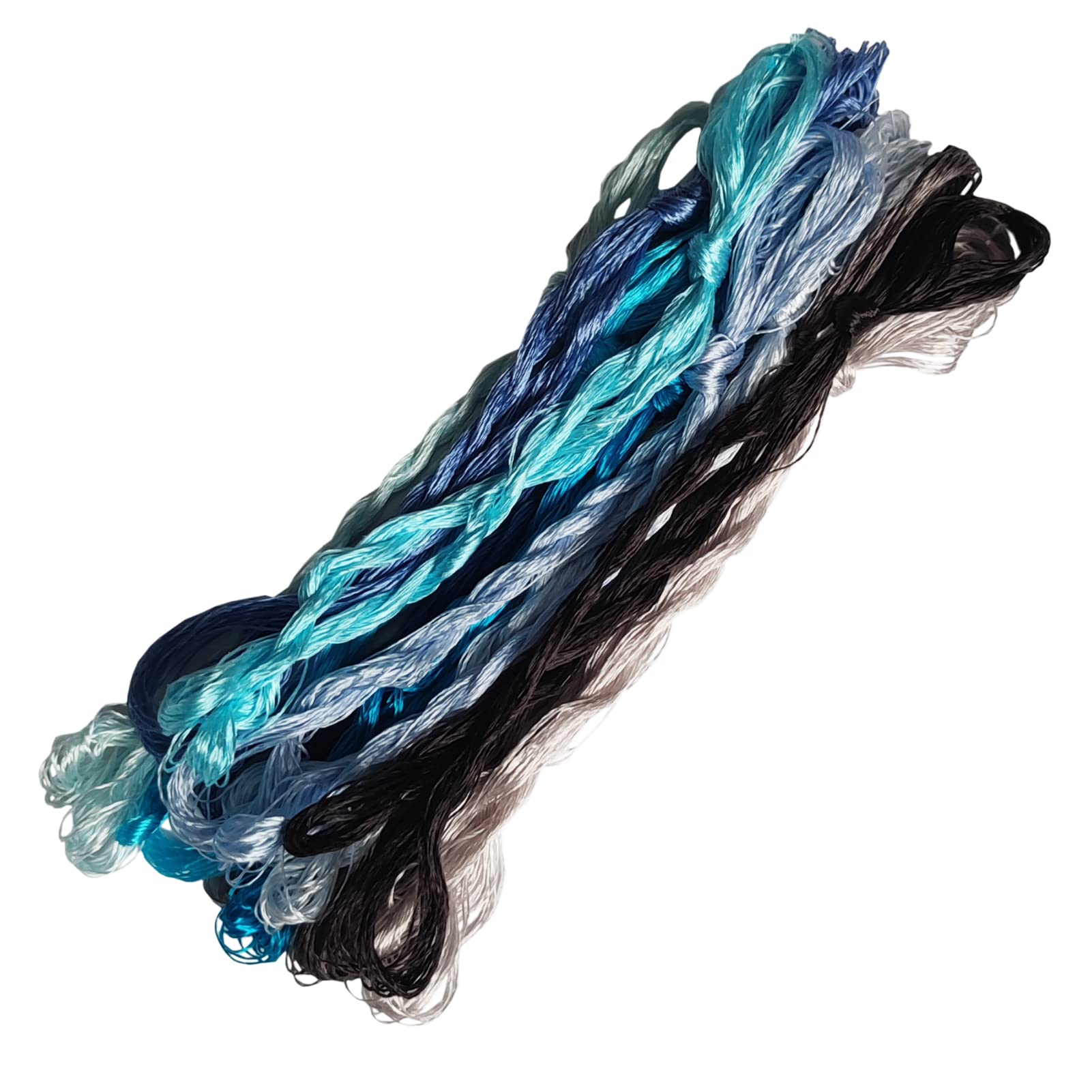 Gnognauq 12 Skeins Blue Series Embroidery Silk Thread Floss Handmade Woven Threads for Embroidery Embellishment Craft Needlework