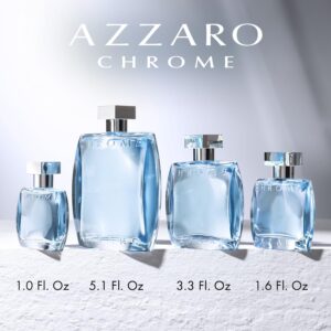 Azzaro Chrome Eau de Toilette - Fresh Aquatic Mens Cologne - Citrus, Woody, Musky Fragrance -Fresh Everyday Wear - Classic Summer Beach Scent - Luxury Perfumes for Men - Travel Size, 1.6 Fl. Oz