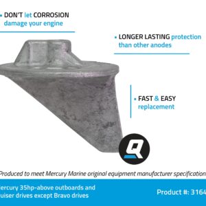 Quicksilver 31640Q4 Aluminum Trim Tab Anode for Mercury or Mariner Outboards and MerCruiser Stern Drives, Unspecified