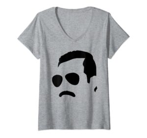 womens freddie mercury official monochrome block face v-neck t-shirt