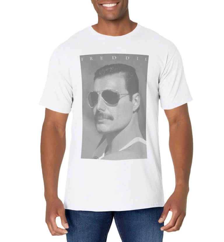 Freddie Mercury Official B&W Shades Photo T-Shirt