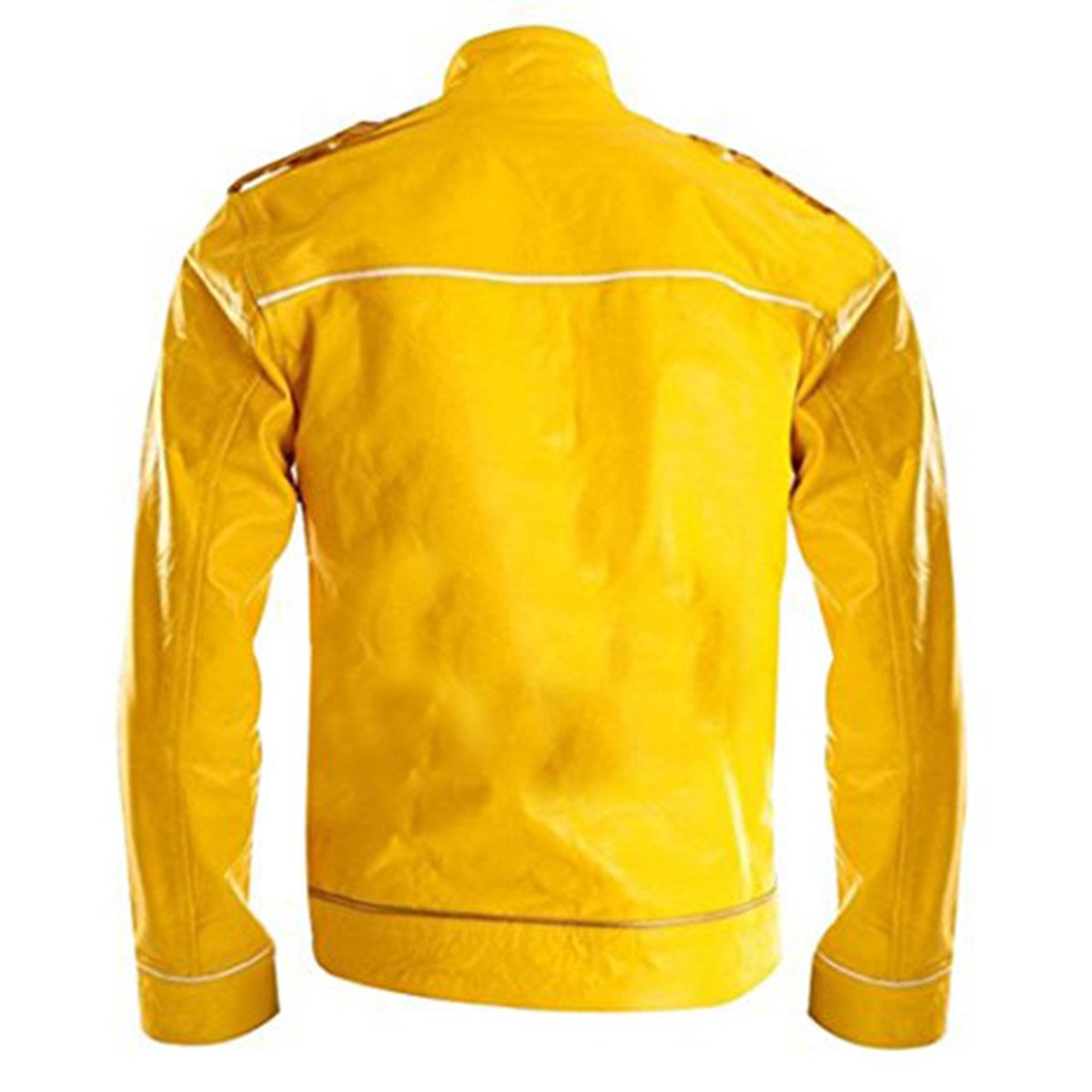 Freddie Concert Queen Yellow Synthetic Jacket Mercury Mens Pop Rock Star Concert Belted Costume 80s Rock Legend Costume Adults Lead Singer Yellow Jacket Outfit