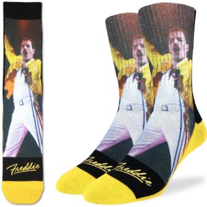 good luck sock men's freddie mercury, wembley socks, adult, shoe size 8-13