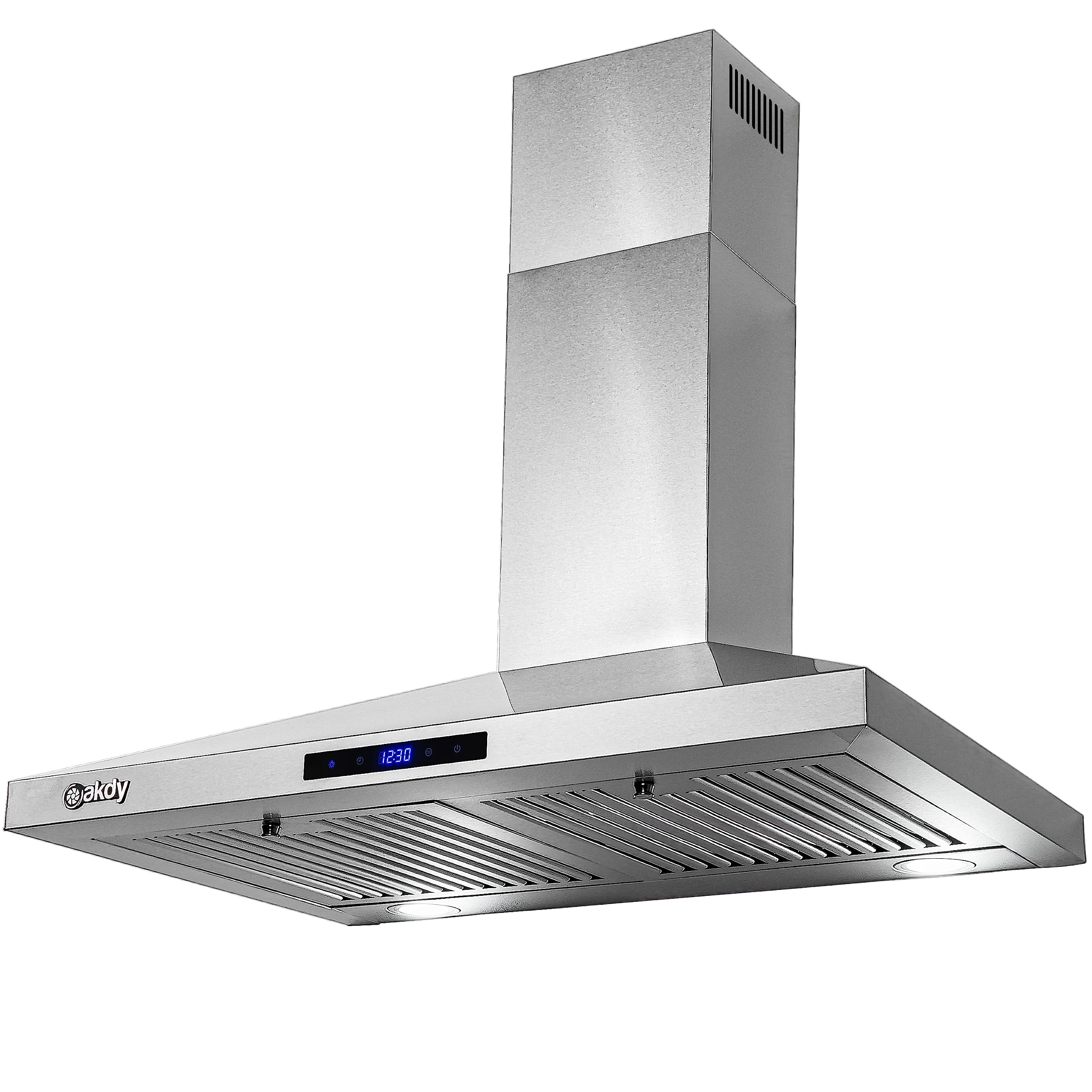 AKDY 30 in. Wall Mount Range Hood, 3-Speed Fan and LED Lights in Stainless Steel, Convertible Range Hood Ducted to Ductless with 2-Sets of Carbon Filters