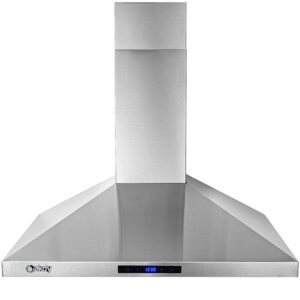 AKDY 30 in. Wall Mount Range Hood, 3-Speed Fan and LED Lights in Stainless Steel, Convertible Range Hood Ducted to Ductless with 2-Sets of Carbon Filters