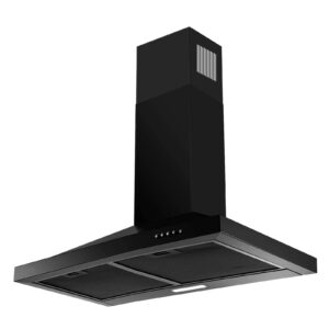 SNDOAS 24 inch Range Hood Black Range Hood, Ductless Range Hood with Energy Saving LED Light,Wall Mount Kitchen Hood,Over Stove Vent,Stainless Steel Chimney-Style Range Hood,Black Vent Hood