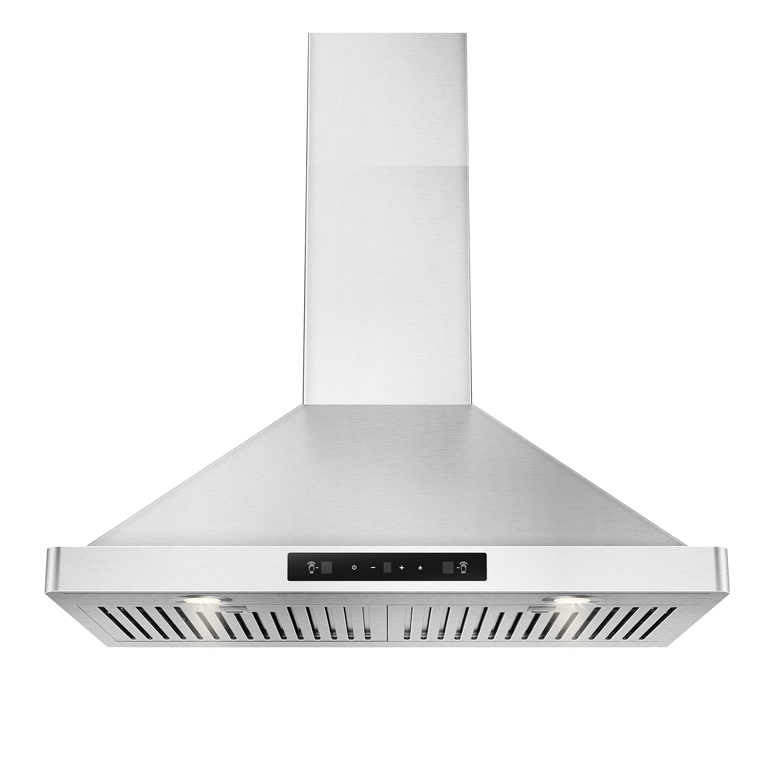 EVERKITCH 30 inch Wall Mount Range Hood 800CFM, with DC Motor, Stainless Steel Vent Hood with 6 Speeds Exhaust Fan, Convertible to Ducted and Ductless, with stainless steel filters