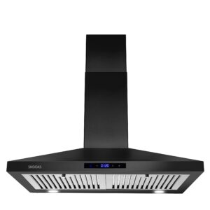 SNDOAS Range Hood Black,Wall Mounted Range Hood 30 inches,Black Kitchen Hoods with Touch Controls,Stainless Steel Range Hood in Black Painted,Black Range Hood 30 inches,Hood Vents for Kitchen