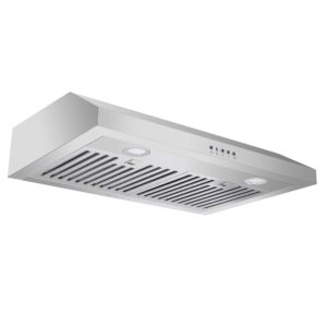 EVERKITCH Range Hood 30inch Under Cabinet, Ductless and Ducted Convertible, 600CFM, with Permanant Stainless Steel Filters