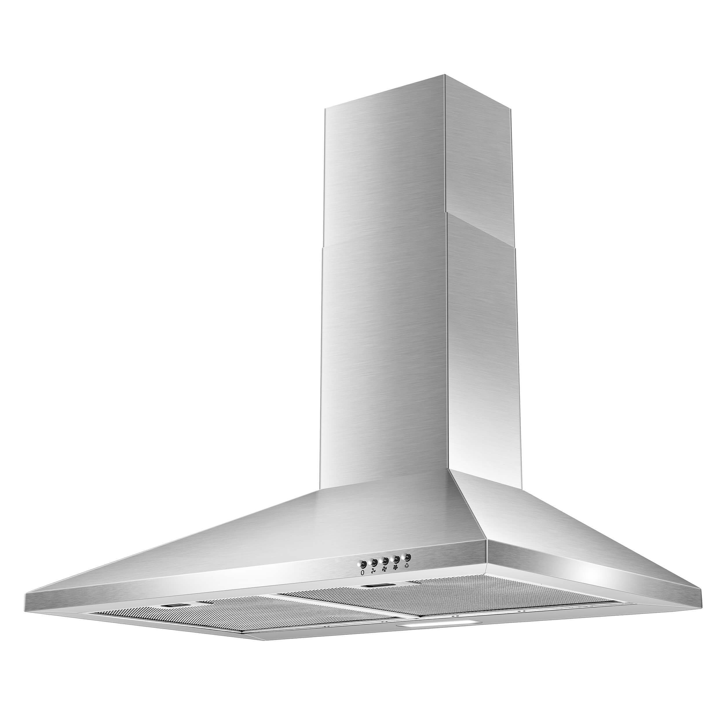 SNDOAS Range Hood 30 inch,Wall Mount Range Hood in Stainless Steel With Ducted/Ductless Convertible,Stove Vent Hood with Aluminum Filters,3 Speed Exhaust Fan,LED Light,Button Control