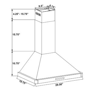 AKDY Convertible Kitchen Wall Mount Range Hood in Black Painted Stainless Steel with Lights and Carbon Filters (30 in.)