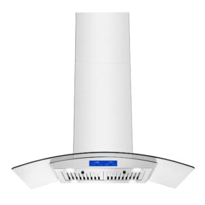 tieasy island range hood 36 inch 700 cfm ceiling mount kitchen stove hood ducted with tempered glass 4 led lights touch control 3 speed fan permanent filters