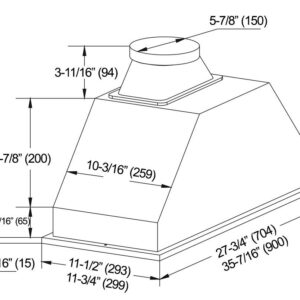 KOBE Range Hoods INX2936SQBF-500-1 Built-In/Insert Range Hood, 36", Stainless Steel